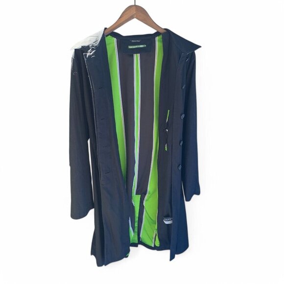 Kate Spade Song Airlines Flight Attendant Black Belted Raincoat Womens Size M - Picture 3 of 6